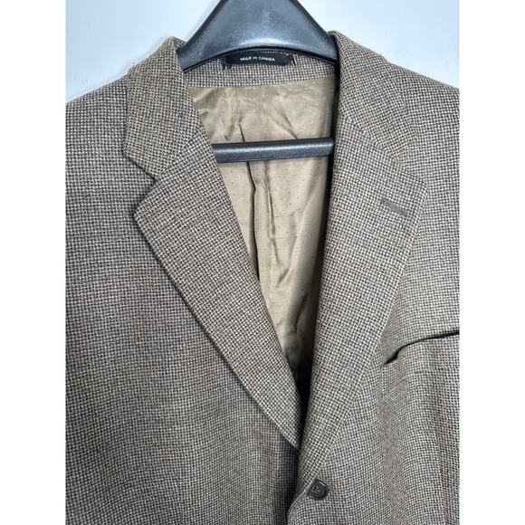 1990s Lord & Taylor Pure Wool Brown Houndstooth Blazer Men’s 42L - Picture 10 of 13